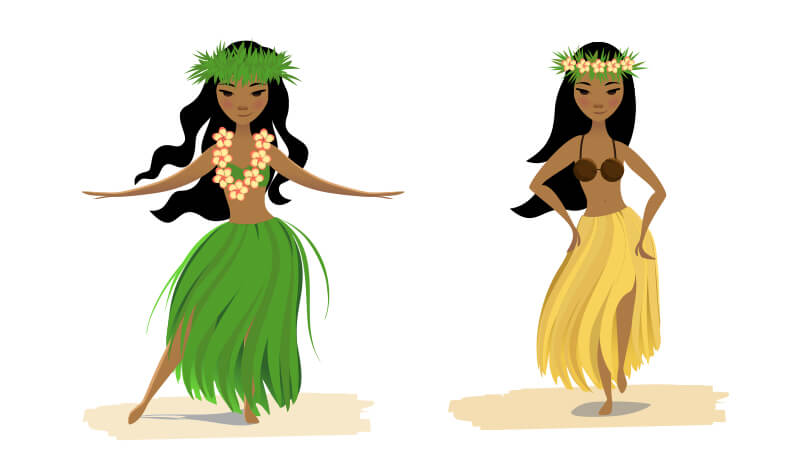 fun graphics of hula dancers