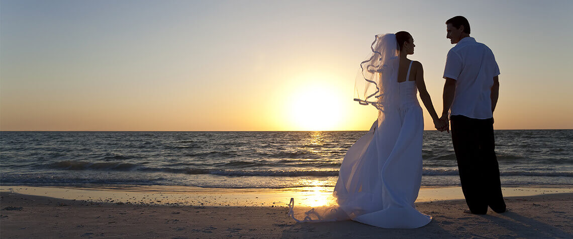 wedding wedding beach with sunset