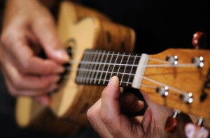 close-up of ukulele